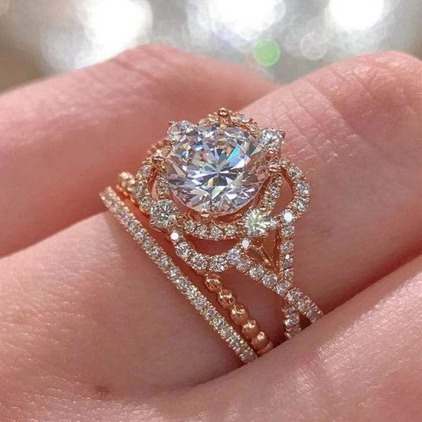 Rings For Girls Engagement Round Cut Zircons Women Wedding Rings Jewelry  Rings For Woman Full Diamond Ladies Ring Diamond Ring - Walmart.com